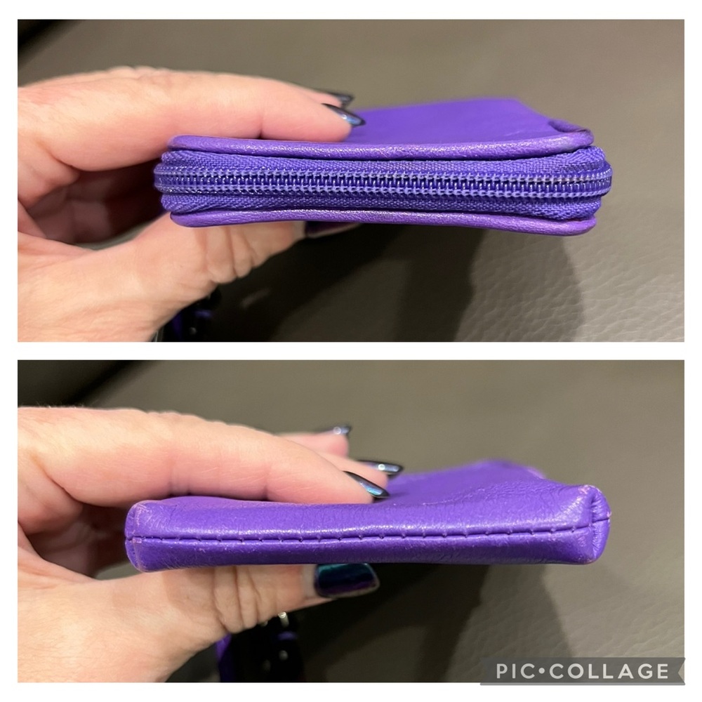 Coach New York Purple Leather Wristlet Clutch - Picture 7 of 8